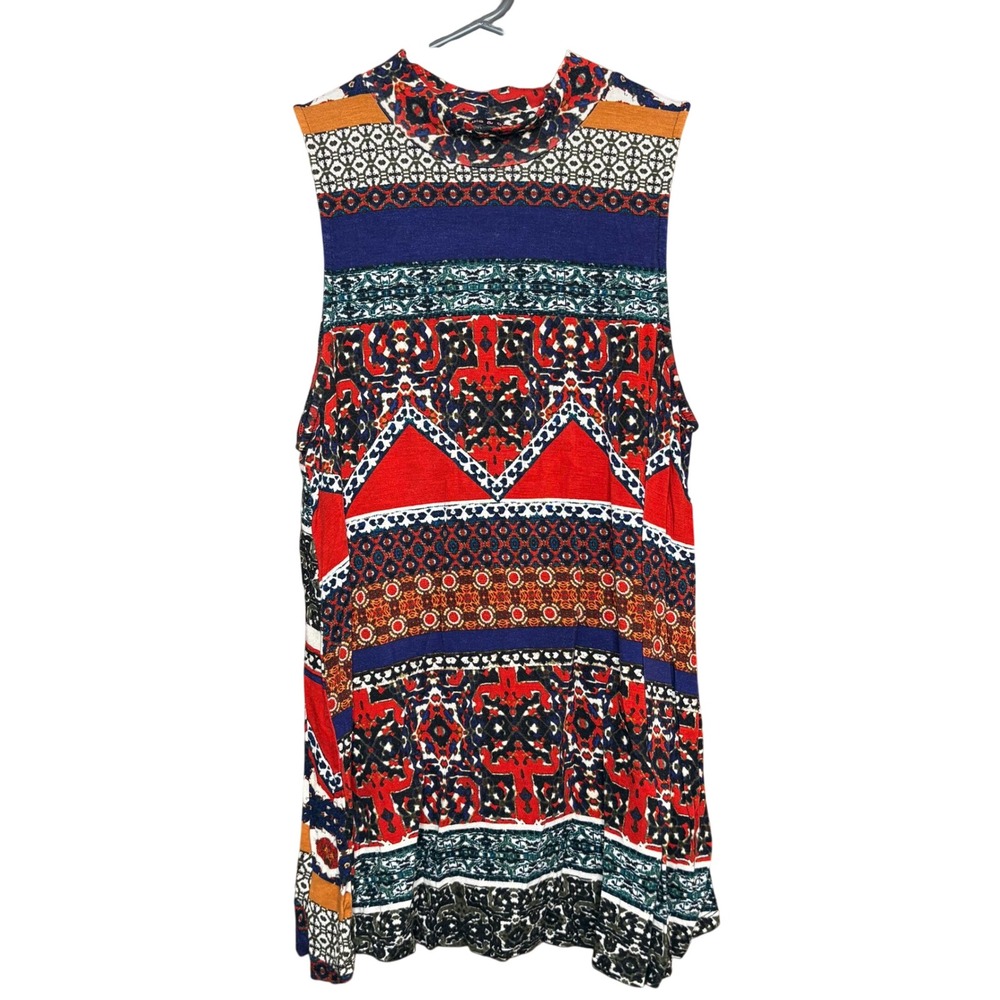 Cable & Gauge Tank Top Womens Small Multicolor Excellent Boho Mock Neck Knit